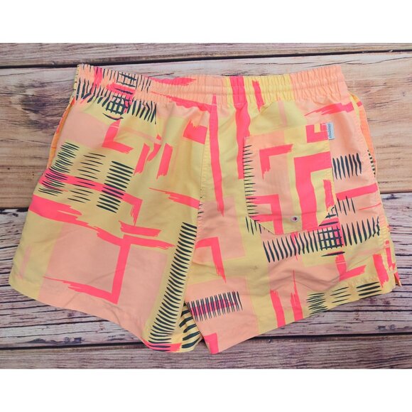 Chubbies Neon Geometric Swim Trunks Medium Made In USA Peach/Yellow *flaw - Picture 2 of 7